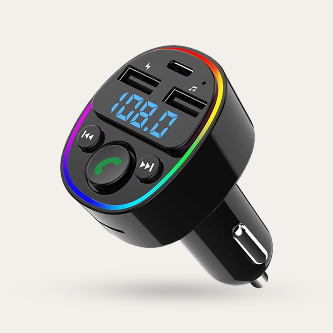 Fast charging car charger with a three-cable MP3 player